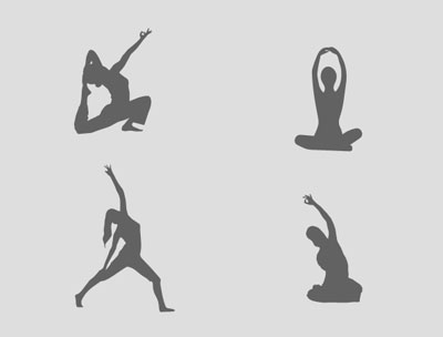 women yoga silhouettes set