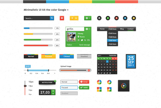 Minimalistic ui kit the colorful google+