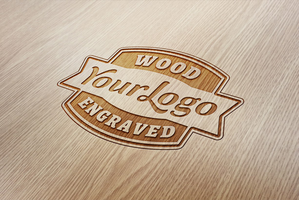 Wood Engraved Logo MockUp Psd File