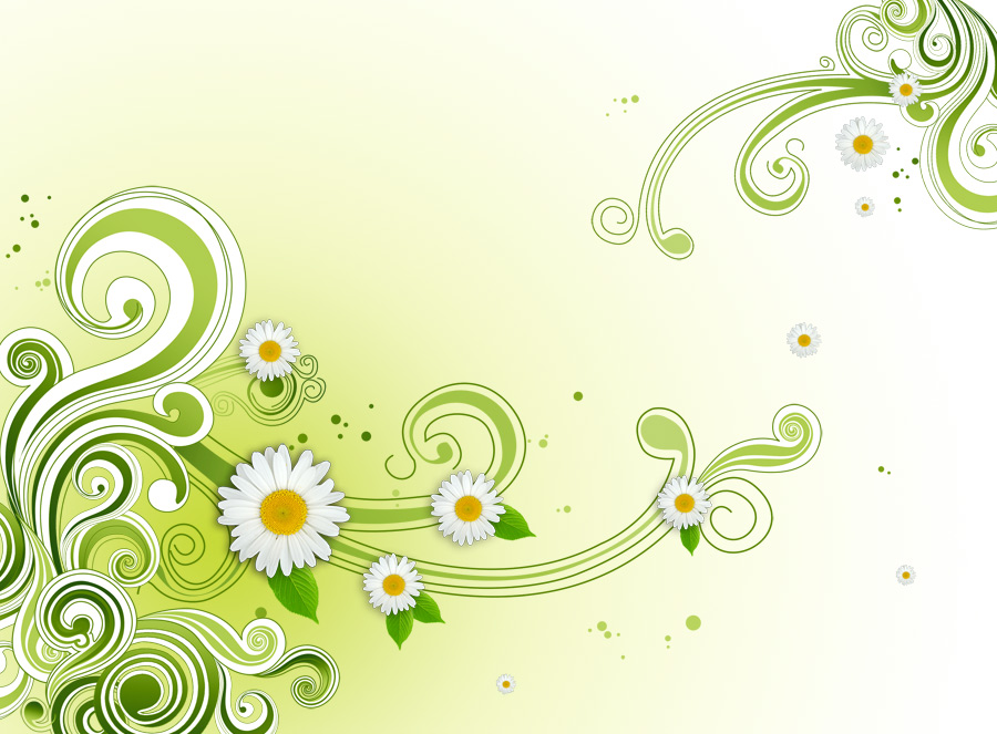 Green floral pattern background PSD