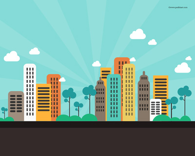 Flat Color Abstract City Background