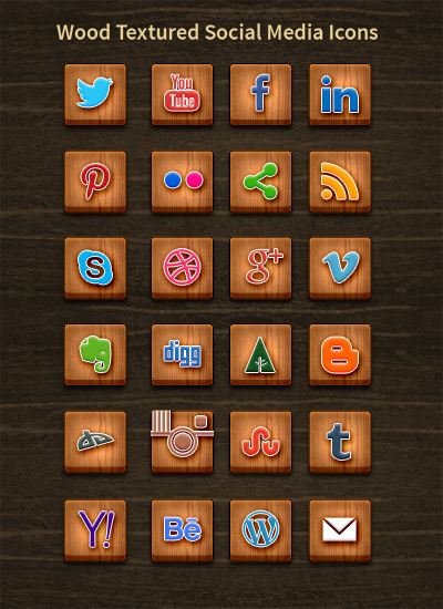 24 Best Wood Textured Social Media Icons