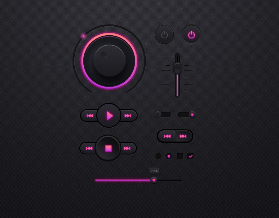 Dark Theme Music Player UI kit