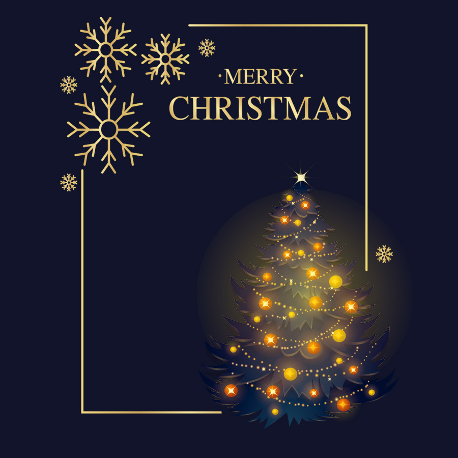 Pure golden color christmas tree frame free psd