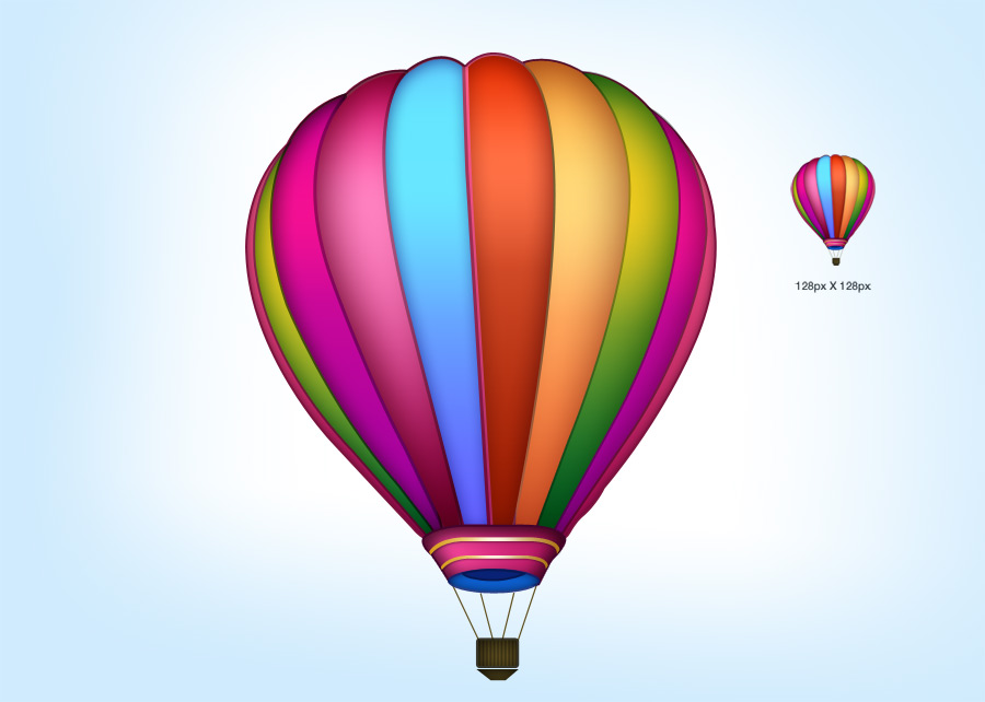Colorful air balloon icon PSD file