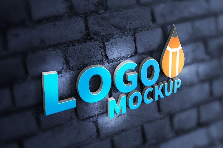 mockup 3d text logo