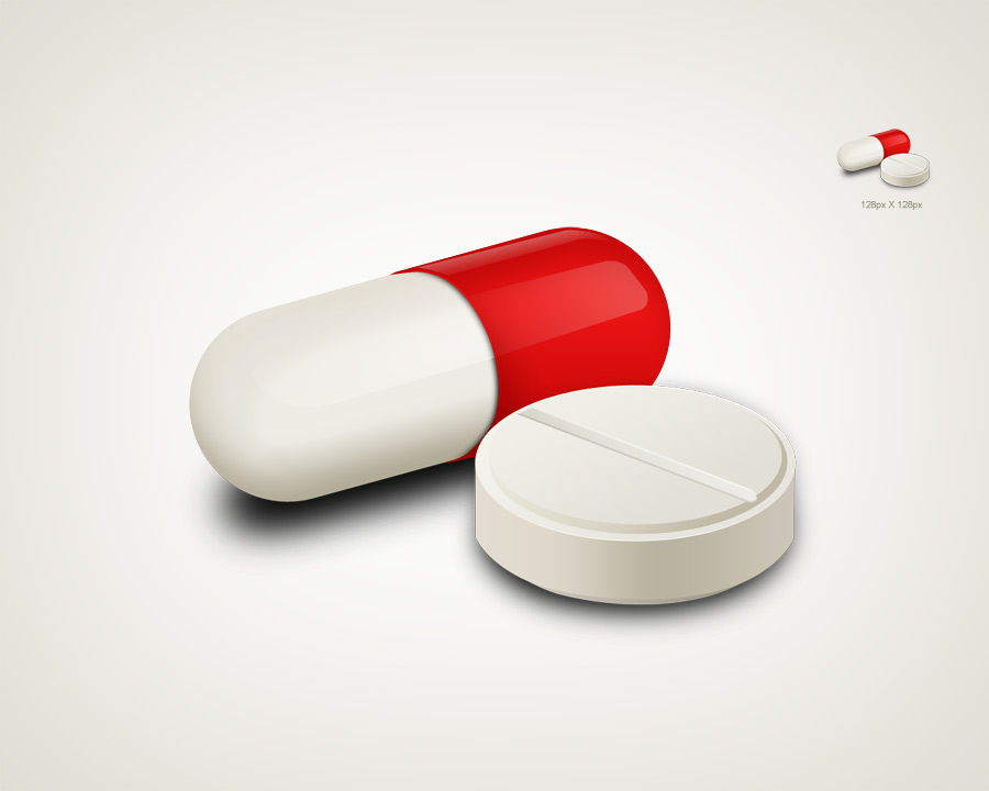 Capsule and White Pill Medicine Icon.