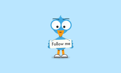 Follow me with the bird icon