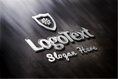 3D Metal Texture Logo Mockup