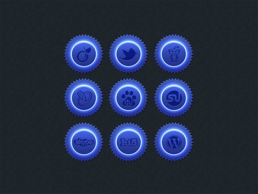 Blue gloss social icon set