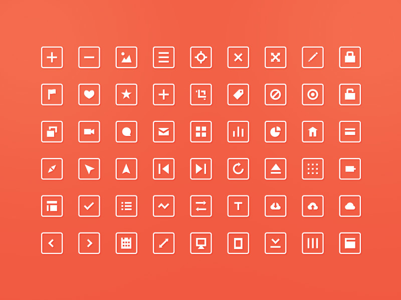 54 flat icons psd file
