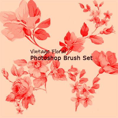 Vintage Floral Photoshop Brush Set(psd and abr)