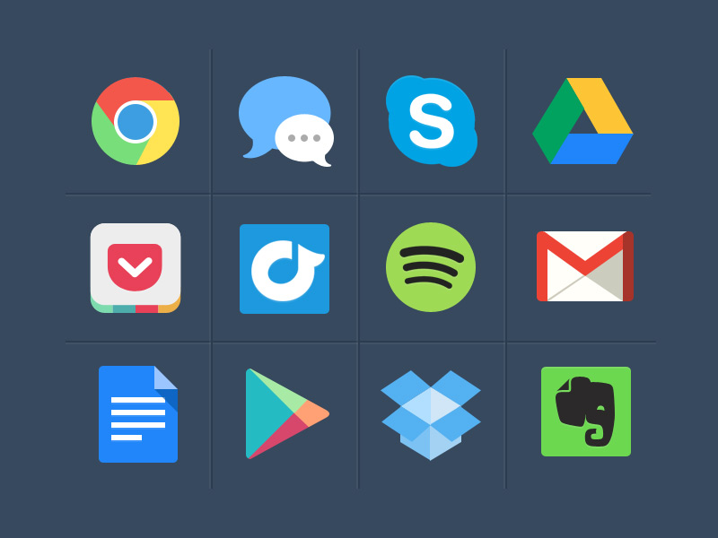 Colorful popular app icons
