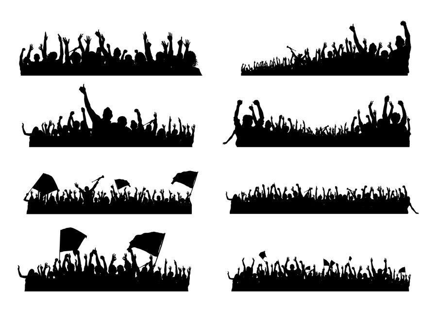 Happy Crowd Silhouettes Psd