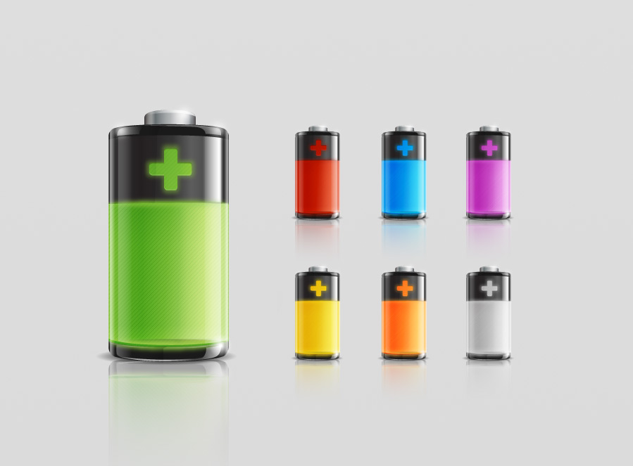 Battery vector icons psd