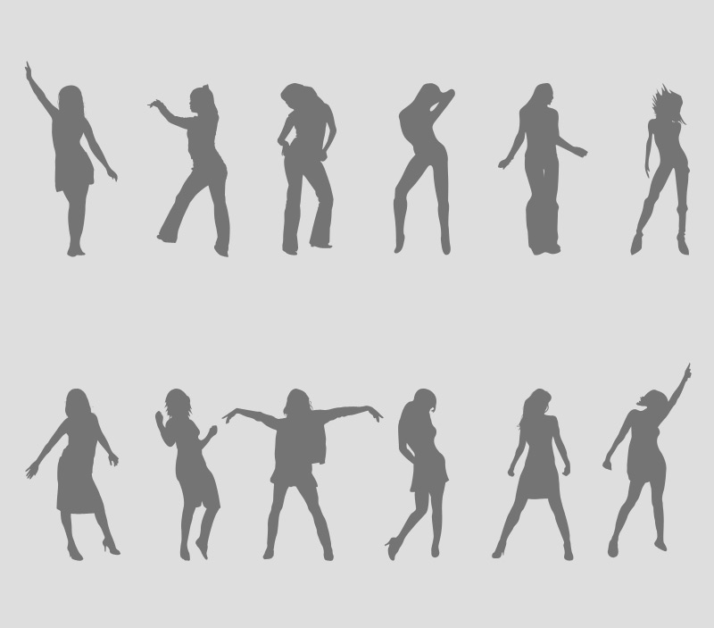 Dancing Girls Silhouettes Vector Set