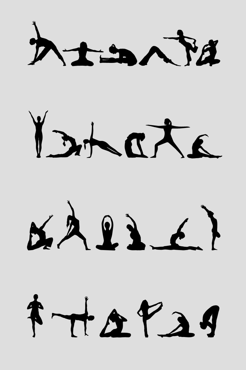 women yoga silhouettes set